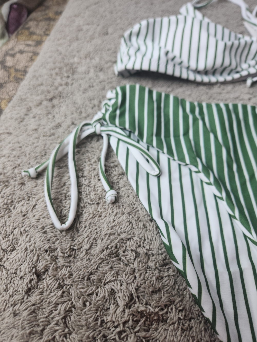 Women's Bikini Swim Suit With Reversible Bottom - Cupshe - Green & White - L - Picture 5 of 16